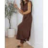 imageBTFBM Womens Casual Jumpsuits Dressy 2025 Summer One Piece Outfits Crew Neck Sleeveless Knit Wide Leg Pants RomperCoffee