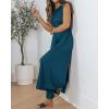 imageBTFBM Womens Casual Jumpsuits Dressy 2025 Summer One Piece Outfits Crew Neck Sleeveless Knit Wide Leg Pants RomperDark Blue