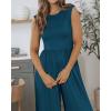 imageBTFBM Womens Casual Jumpsuits Dressy 2025 Summer One Piece Outfits Crew Neck Sleeveless Knit Wide Leg Pants RomperDark Blue