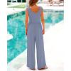 imageBTFBM Womens Casual Jumpsuits Dressy 2025 Summer One Piece Outfits Crew Neck Sleeveless Knit Wide Leg Pants RomperGrey Blue