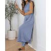 imageBTFBM Womens Casual Jumpsuits Dressy 2025 Summer One Piece Outfits Crew Neck Sleeveless Knit Wide Leg Pants RomperGrey Blue