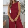 imageBTFBM Womens Casual Jumpsuits Dressy 2025 Summer One Piece Outfits Crew Neck Sleeveless Knit Wide Leg Pants RomperWine Red