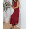 imageBTFBM Womens Casual Jumpsuits Dressy 2025 Summer One Piece Outfits Crew Neck Sleeveless Knit Wide Leg Pants RomperWine Red