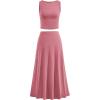 imageBTFBM Two Piece Skirt Set For Women 2025 Spring Summer Outfits Sleeveless Tank Top Elastic Waist Flowy Long Maxi SkirtsPink