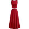 imageBTFBM Two Piece Skirt Set For Women 2025 Spring Summer Outfits Sleeveless Tank Top Elastic Waist Flowy Long Maxi SkirtsRed
