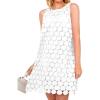 imageBTFBM Women Hollow Out Circle Embroidered Mini Dresses 2025 Summer Casual Sleeveless Vacation Party Cocktail Tank DressBeige White
