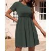 imageBTFBM Summer Spring Dresses for Women 2025 Beach Vacation Casual Ribbed Crewneck Short Sleeve Swing Mini Maternity DressArmy Green