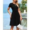 imageBTFBM Summer Spring Dresses for Women 2025 Beach Vacation Casual Ribbed Crewneck Short Sleeve Swing Mini Maternity DressBlack