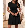 imageBTFBM Summer Spring Dresses for Women 2025 Beach Vacation Casual Ribbed Crewneck Short Sleeve Swing Mini Maternity DressBlack