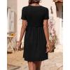 imageBTFBM Summer Spring Dresses for Women 2025 Beach Vacation Casual Ribbed Crewneck Short Sleeve Swing Mini Maternity DressBlack