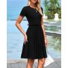imageBTFBM Summer Spring Dresses for Women 2025 Beach Vacation Casual Ribbed Crewneck Short Sleeve Swing Mini Maternity DressBlack