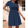 imageBTFBM Summer Spring Dresses for Women 2025 Beach Vacation Casual Ribbed Crewneck Short Sleeve Swing Mini Maternity DressBlue