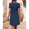 imageBTFBM Summer Spring Dresses for Women 2025 Beach Vacation Casual Ribbed Crewneck Short Sleeve Swing Mini Maternity DressBlue