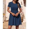 imageBTFBM Summer Spring Dresses for Women 2025 Beach Vacation Casual Ribbed Crewneck Short Sleeve Swing Mini Maternity DressBlue