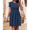 imageBTFBM Summer Spring Dresses for Women 2025 Beach Vacation Casual Ribbed Crewneck Short Sleeve Swing Mini Maternity DressBlue