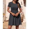 imageBTFBM Summer Spring Dresses for Women 2025 Beach Vacation Casual Ribbed Crewneck Short Sleeve Swing Mini Maternity DressDark Grey