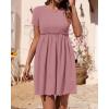 imageBTFBM Summer Spring Dresses for Women 2025 Beach Vacation Casual Ribbed Crewneck Short Sleeve Swing Mini Maternity DressPink