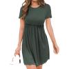imageBTFBM Summer Spring Dresses for Women 2025 Beach Vacation Casual Ribbed Crewneck Short Sleeve Swing Mini Maternity DressArmy Green