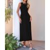 imageBTFBM Womens Midi Bodycon Tank Dress Summer Crewneck Rib Knit Sleeveless Pleated Swing A Line Business Casual DressesBlack