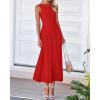 imageBTFBM Womens Midi Bodycon Tank Dress Summer Crewneck Rib Knit Sleeveless Pleated Swing A Line Business Casual DressesBrick Red