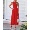 imageBTFBM Womens Midi Bodycon Tank Dress Summer Crewneck Rib Knit Sleeveless Pleated Swing A Line Business Casual DressesBrick Red