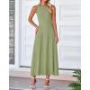 imageBTFBM Womens Midi Bodycon Tank Dress Summer Crewneck Rib Knit Sleeveless Pleated Swing A Line Business Casual DressesMist Green