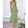 imageBTFBM Womens Midi Bodycon Tank Dress Summer Crewneck Rib Knit Sleeveless Pleated Swing A Line Business Casual DressesMist Green