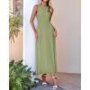 imageBTFBM Womens Midi Bodycon Tank Dress Summer Crewneck Rib Knit Sleeveless Pleated Swing A Line Business Casual DressesMist Green
