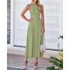 imageBTFBM Womens Midi Bodycon Tank Dress Summer Crewneck Rib Knit Sleeveless Pleated Swing A Line Business Casual DressesMist Green