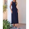 imageBTFBM Womens Midi Bodycon Tank Dress Summer Crewneck Rib Knit Sleeveless Pleated Swing A Line Business Casual DressesNavy