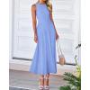 imageBTFBM Womens Midi Bodycon Tank Dress Summer Crewneck Rib Knit Sleeveless Pleated Swing A Line Business Casual DressesSky Blue