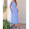 imageBTFBM Womens Midi Bodycon Tank Dress Summer Crewneck Rib Knit Sleeveless Pleated Swing A Line Business Casual DressesSky Blue