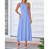 imageBTFBM Womens Midi Bodycon Tank Dress Summer Crewneck Rib Knit Sleeveless Pleated Swing A Line Business Casual DressesSky Blue