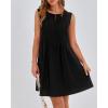 imageBTFBM Womens Summer Mini Dress 2025 Sleeveless Crew Neck Cute Bow Tie Front Flowy Pleated Casual Short Dresses PocketsBlack