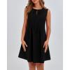 imageBTFBM Womens Summer Mini Dress 2025 Sleeveless Crew Neck Cute Bow Tie Front Flowy Pleated Casual Short Dresses PocketsBlack