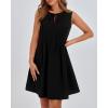 imageBTFBM Womens Summer Mini Dress 2025 Sleeveless Crew Neck Cute Bow Tie Front Flowy Pleated Casual Short Dresses PocketsBlack