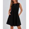 imageBTFBM Womens Summer Mini Dress 2025 Sleeveless Crew Neck Cute Bow Tie Front Flowy Pleated Casual Short Dresses PocketsBlack