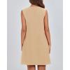 imageBTFBM Womens Summer Mini Dress 2025 Sleeveless Crew Neck Cute Bow Tie Front Flowy Pleated Casual Short Dresses PocketsKhaki