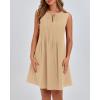 imageBTFBM Womens Summer Mini Dress 2025 Sleeveless Crew Neck Cute Bow Tie Front Flowy Pleated Casual Short Dresses PocketsKhaki