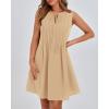 imageBTFBM Womens Summer Mini Dress 2025 Sleeveless Crew Neck Cute Bow Tie Front Flowy Pleated Casual Short Dresses PocketsKhaki
