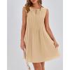 imageBTFBM Womens Summer Mini Dress 2025 Sleeveless Crew Neck Cute Bow Tie Front Flowy Pleated Casual Short Dresses PocketsKhaki