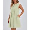 imageBTFBM Womens Summer Mini Dress 2025 Sleeveless Crew Neck Cute Bow Tie Front Flowy Pleated Casual Short Dresses PocketsLight Green
