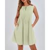 imageBTFBM Womens Summer Mini Dress 2025 Sleeveless Crew Neck Cute Bow Tie Front Flowy Pleated Casual Short Dresses PocketsLight Green