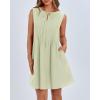 imageBTFBM Womens Summer Mini Dress 2025 Sleeveless Crew Neck Cute Bow Tie Front Flowy Pleated Casual Short Dresses PocketsLight Green