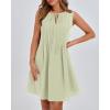 imageBTFBM Womens Summer Mini Dress 2025 Sleeveless Crew Neck Cute Bow Tie Front Flowy Pleated Casual Short Dresses PocketsLight Green