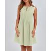 imageBTFBM Womens Summer Mini Dress 2025 Sleeveless Crew Neck Cute Bow Tie Front Flowy Pleated Casual Short Dresses PocketsLight Green