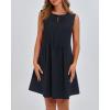 imageBTFBM Womens Summer Mini Dress 2025 Sleeveless Crew Neck Cute Bow Tie Front Flowy Pleated Casual Short Dresses PocketsNavy