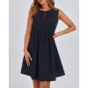 imageBTFBM Womens Summer Mini Dress 2025 Sleeveless Crew Neck Cute Bow Tie Front Flowy Pleated Casual Short Dresses PocketsNavy