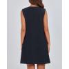 imageBTFBM Womens Summer Mini Dress 2025 Sleeveless Crew Neck Cute Bow Tie Front Flowy Pleated Casual Short Dresses PocketsNavy