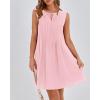 imageBTFBM Womens Summer Mini Dress 2025 Sleeveless Crew Neck Cute Bow Tie Front Flowy Pleated Casual Short Dresses PocketsPink